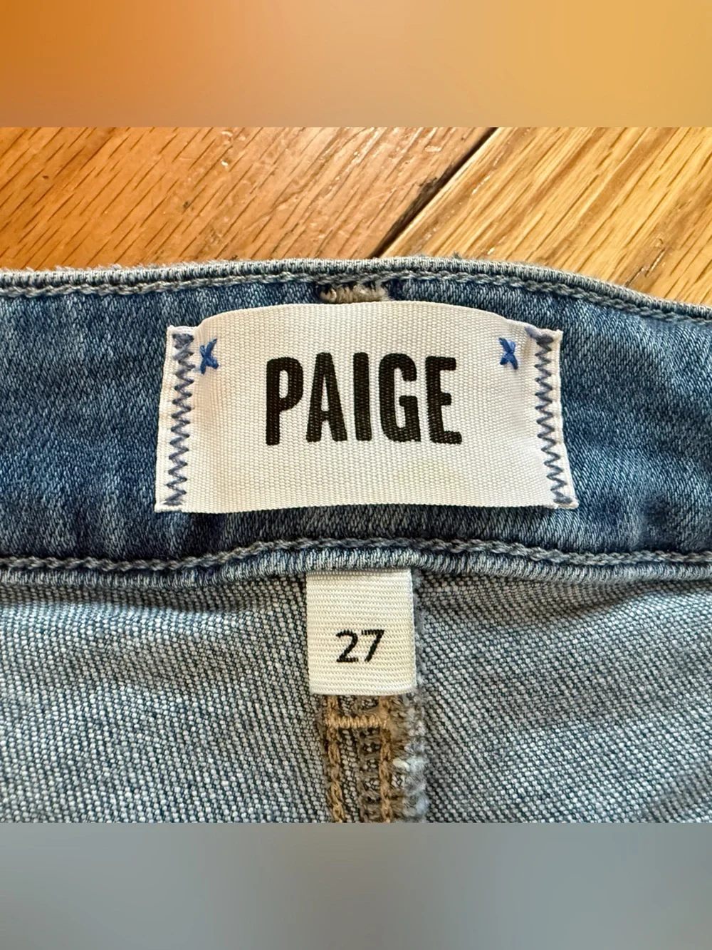 PAIGE Anessa Wide Leg Jeans Med Wash Womens Size 27 High Rise Stretch Distressed